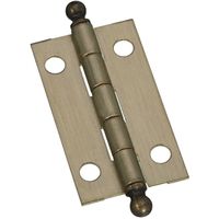 Ball Tip Hinges 1-1/2 By 7/8 Inch Antiqued Solid Brass 2 Pack