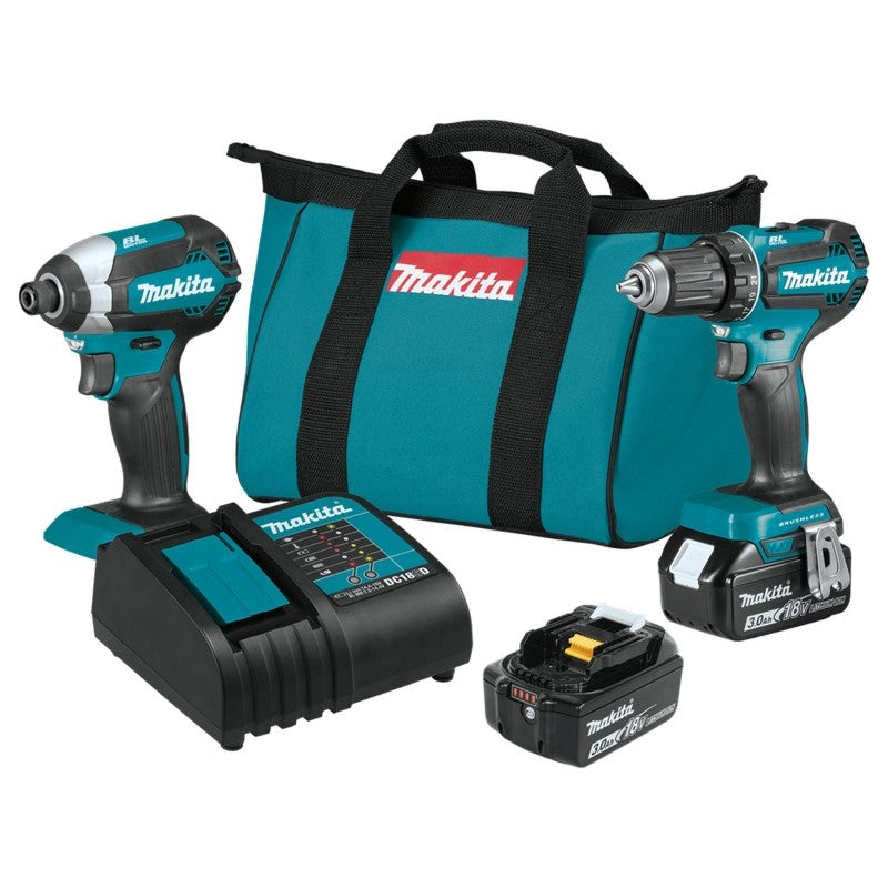 Makita XT281S Brushless Combination Kit, Battery Included, 18 V, 2-Tool, Lithium-Ion Battery