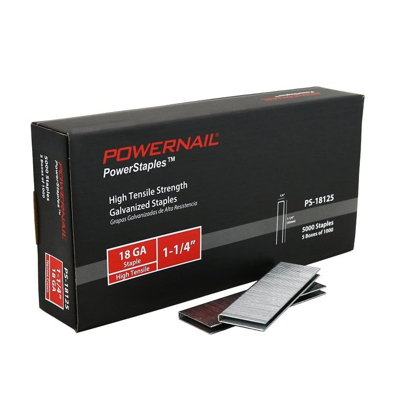 Powernail PowerStaples PS18125 Fine Wire Staple, 1/4 in W Crown, 1-1/4 in L Leg, 18 ga, Carbon Steel (Pack of 6)