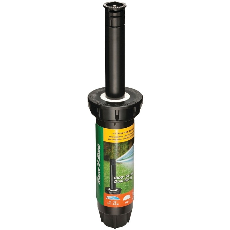 Rain Bird 1804HDS Spray Head Sprinkler, Part-Circle, 0.1 gpm, 1/2 in Connection, FNPT, 8 to 15 ft, Plastic