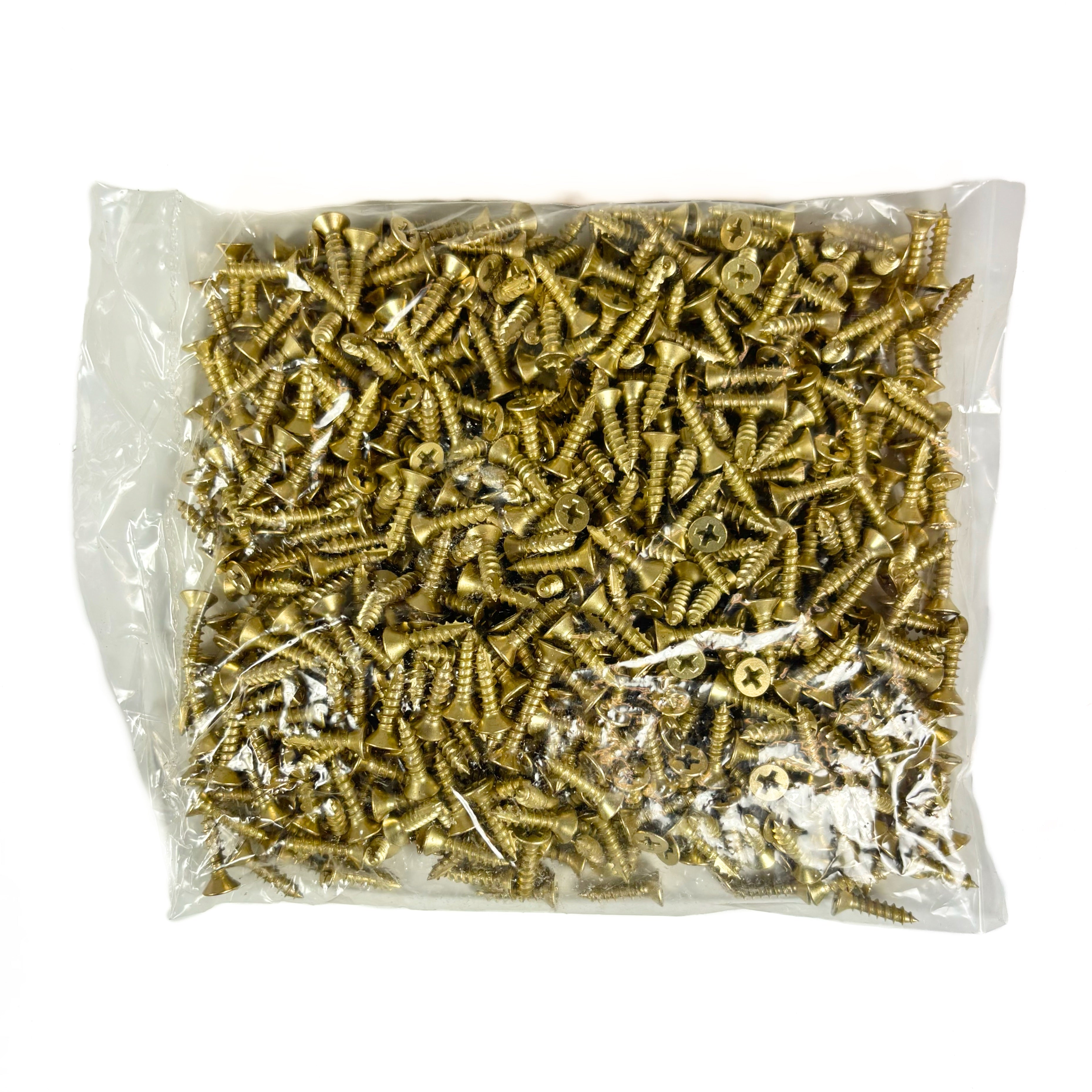 Door Hinge Screws Flat Head Phillips #9 By 3/4 Inch Satin Brass 600 Pack (POS)