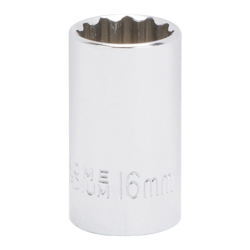 Vulcan MT6182141 Drive Socket, 16 mm Socket, 1/2 in Drive, 12-Point, Chrome Vanadium Steel, Chrome