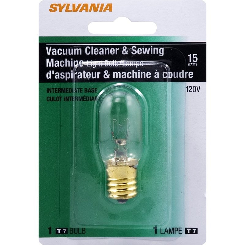 Sylvania 18174 Incandescent Lamp, 15 W, T7 Lamp, Intermediate E17 Lamp Base, 115 Lumens, 2850 K Color Temp