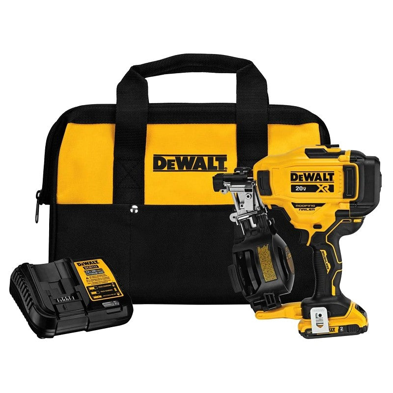 DEWALT DCN45RND1 Roofing Nailer Kit, Battery Included, 20 V, 2 Ah, 120 Magazine