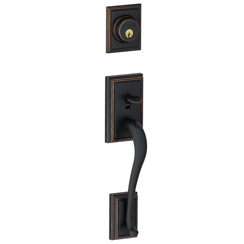 Schlage Addison Series F58ADD716 Combination Lockset, Mechanical Lock, Grip Only Handle, Aged Bronze, 1 Grade, Metal
