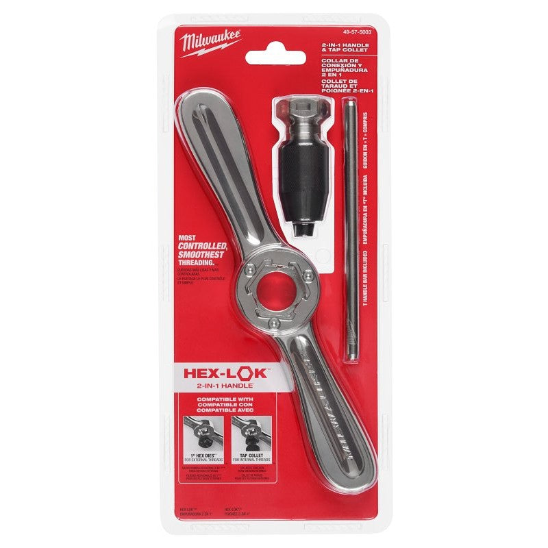 Milwaukee 49-57-5003 Tap and Die Threading Handleâ€‹, 1 in Tap/Die, 11 in L, Metal, Ergonomic Grip Handle