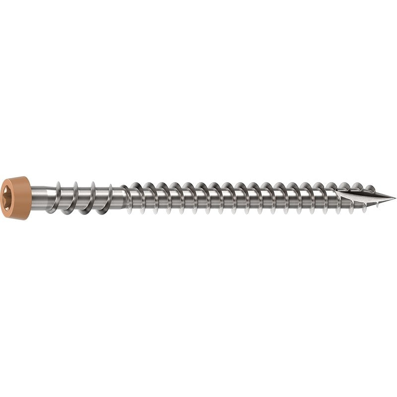 Camo 0367158CS Deck Screw, #10 Thread, 2-1/2 in L, Reverse Upper Thread, Trim Head, Star Drive, Sharp, Cedar