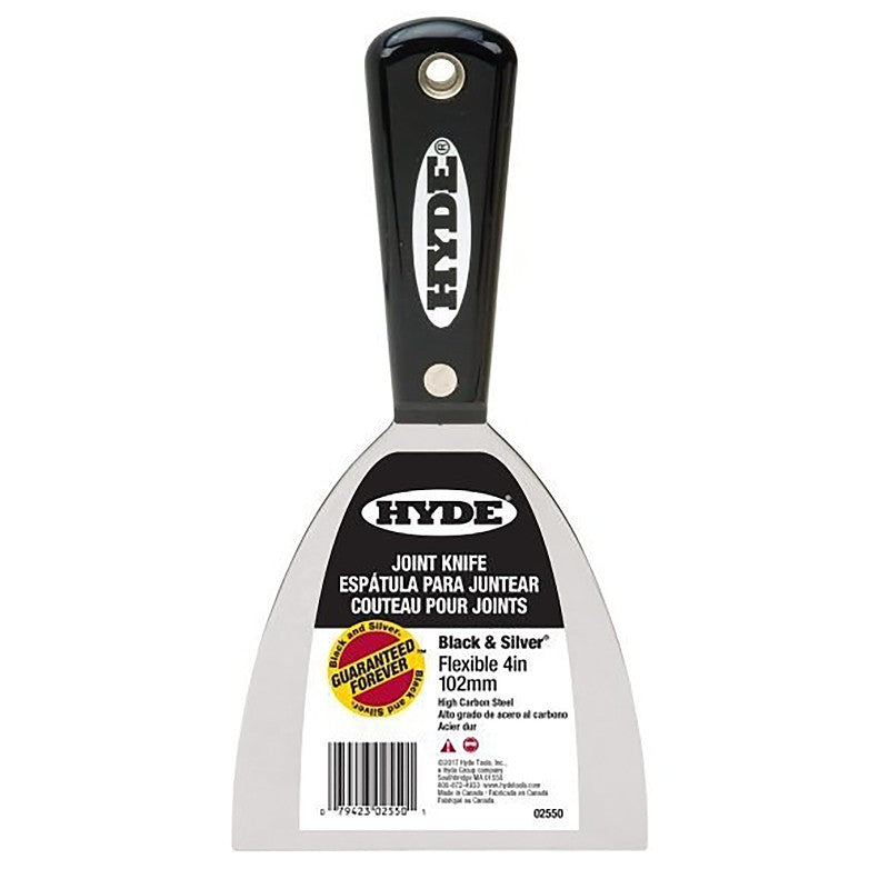 Hyde 02550 Joint Knife, 4 in W Blade, 4-1/4 in L Blade, HCS Blade, Single-Edge Blade, Tapered Handle, Nylon Handle