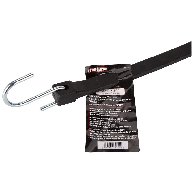 ProSource FH64087 Tie-Down, 3/4 W, 14 L, EPDM Rubber, S-Hook End Fitting, Steel End Fitting (Pack of 10)