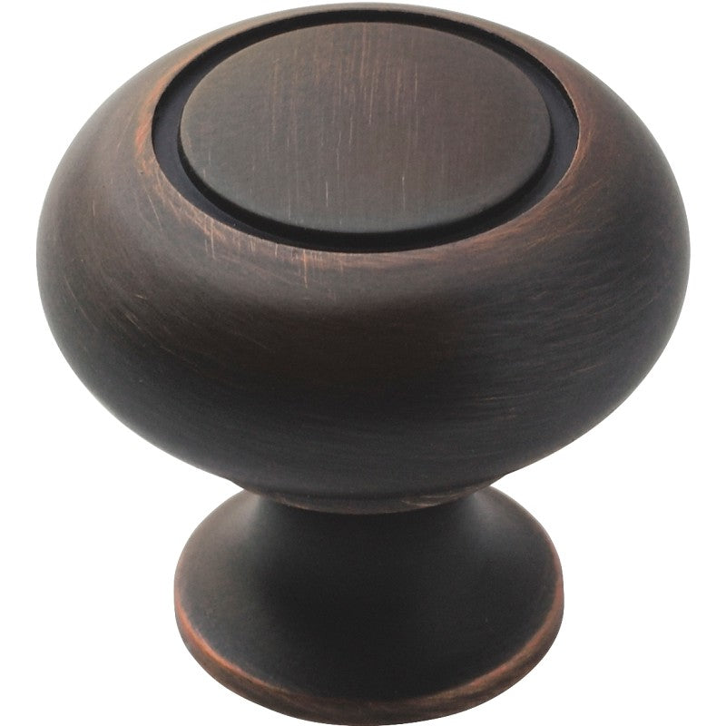 Amerock 1875415 Cabinet Knob, 1-3/16 in Projection, Traditional, 1-1/4 in, Zinc, Oil-Rubbed Bronze