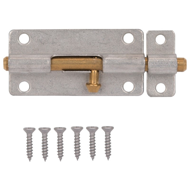 ProSource 20473MGS-PS Barrel Bolt, 0.31 Dia in Bolt Head, 4 in L Bolt, Brass Pin/Steel, Galvanized Zinc Plated