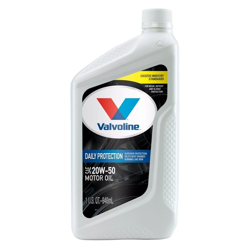 Valvoline Daily Protection 822344 Synthetic Blend Motor Oil, 20W-50, 1 qt, Bottle (Pack of 6)