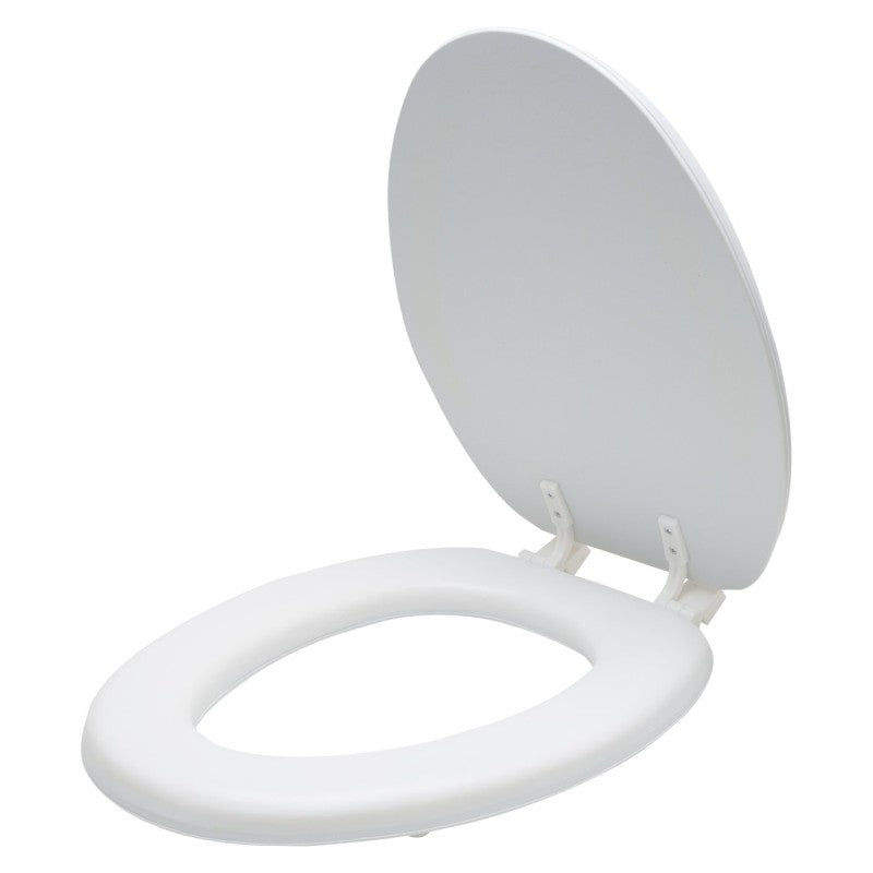 ProSource ES001-WH Toilet Seat, Elongated, PP, White, Plastic Hinge