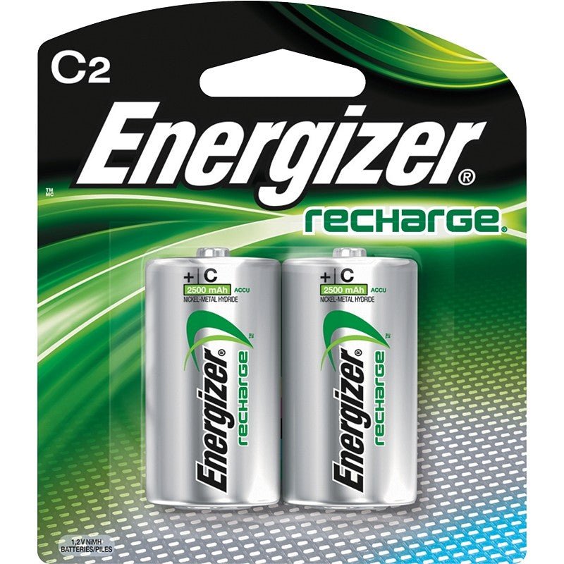 Energizer NH35BP-2 Battery, 1.2 V Battery, 2500 mAh, C Battery, Nickel-Metal Hydride, Rechargeable