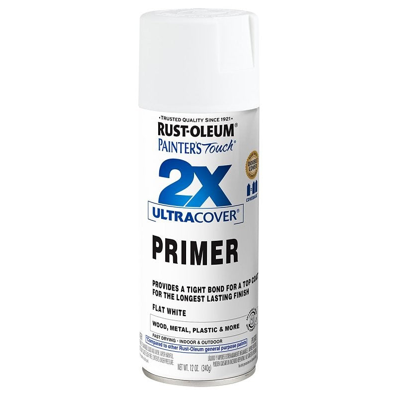 Rust-Oleum Painter's Touch 2X Ultra Cover 249058 General Purpose Primer, White, Flat, 12 oz