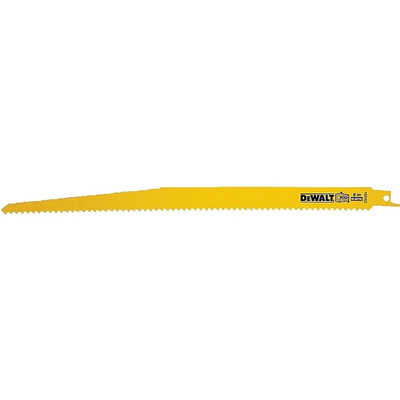 DEWALT DW4804 Reciprocating Saw Blade, Applicable Materials: Wood, 3/4 in W, 12 in L, 6 TPI