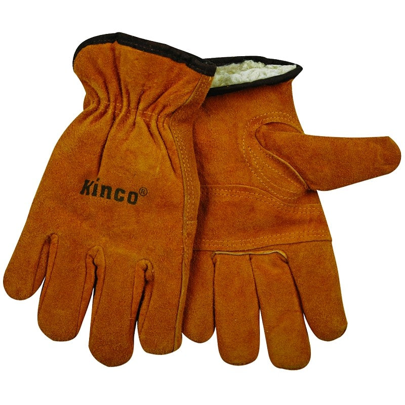 Kinco 51PL-XL Driver Gloves, Men's, XL, 10-1/2 in L, Keystone Thumb, Easy-On Cuff, Cowhide Leather, Gold