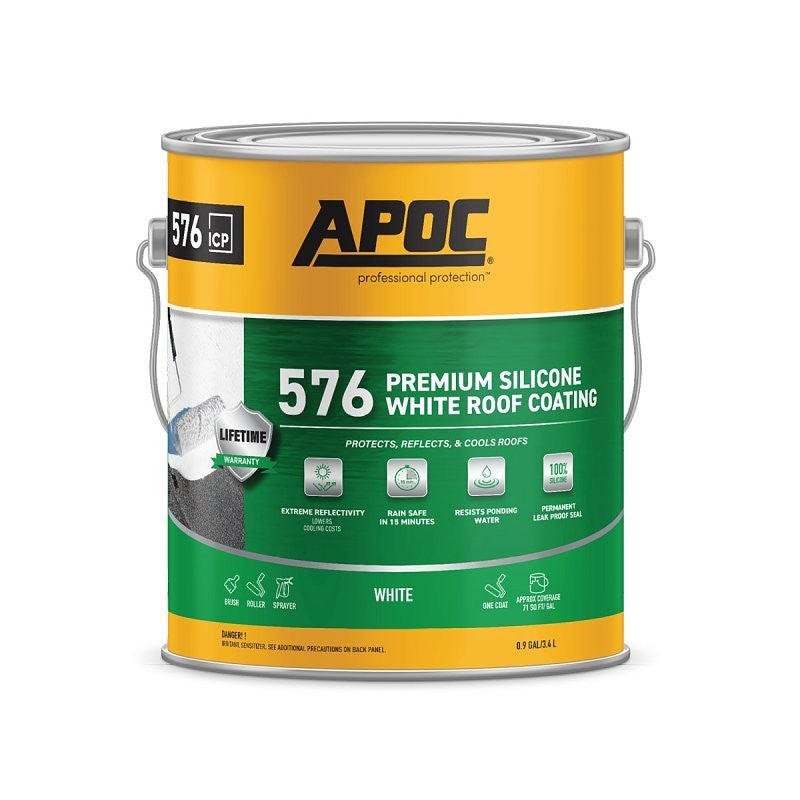 APOC AP-5761 Premium Roof Coating, White, 1 gal, Liquid (Pack of 4)