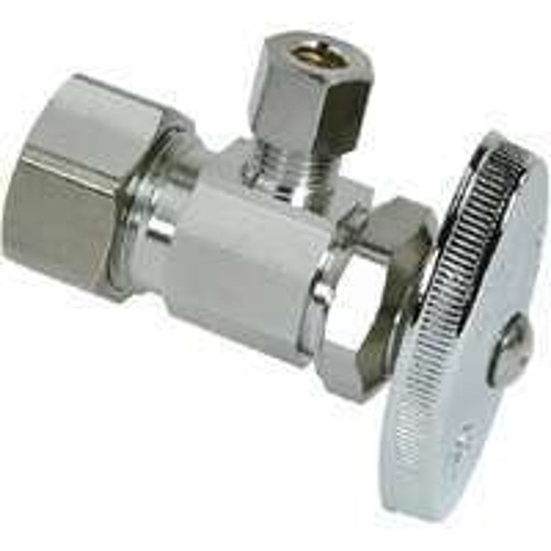 BrassCraft OCR09X C1 Stop Valve, 1/2 x 1/4 in Connection, Compression, 125 psi Pressure, Brass Body, 2-3/4 in L
