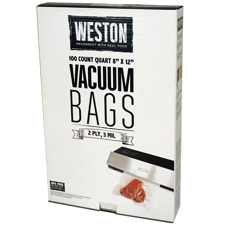 Weston 30-0101-W Series Vacuum Seal Bag, 12 in L, 8 in W, Plastic, Clear
