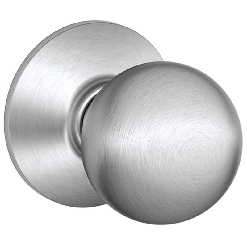 Schlage F Series F10ORBIT626 Passage Knob, Orbit, Round, 2-3/4 in Dimensions, Metal, Full Lip Round Corner Strike