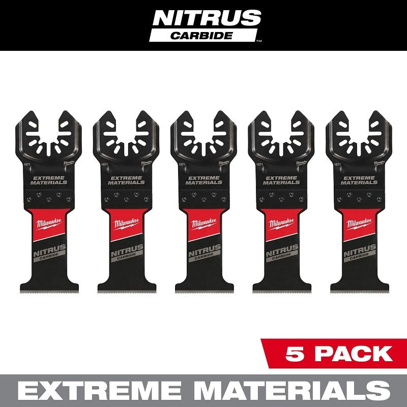Milwaukee NITRUS CARBIDE Series 49-25-1575 Oscillating Multi-Tool Blade, 1-3/8 in D Cutting, Carbide, 5/PK