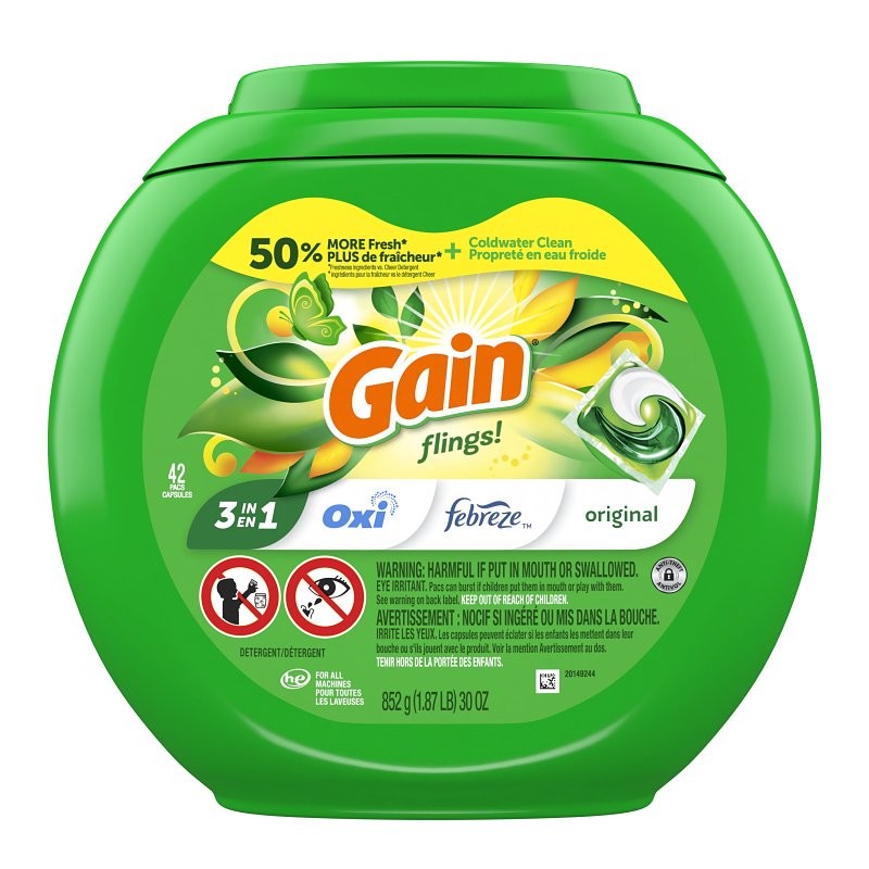 Gain 994 Laundry Detergent Pod, 42, Liquid, Original (Pack of 4)