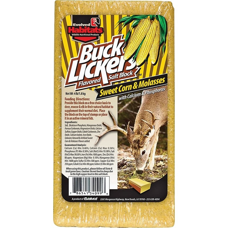 Evolved Habitats Buck Lickers EVO34099 Mineral Block, Sweet Corn Flavor, 4 lb (Pack of 6)