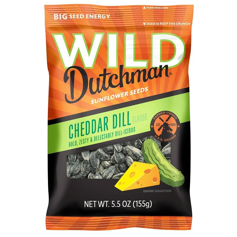 WILD Dutchman 508 Sunflower Seeds, Cheddar Dill, 5.5 oz Bag (Pack of 12)