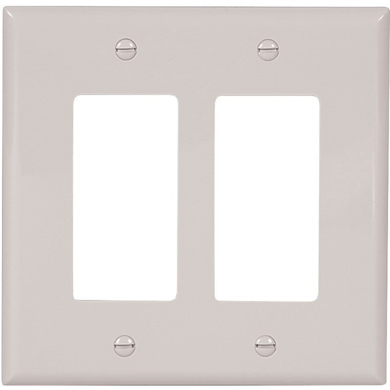 Eaton Wiring Devices PJ262W Wallplate, 4-1/2 in L, 4.56 in W, 2 -Gang, Polycarbonate, White, High-Gloss