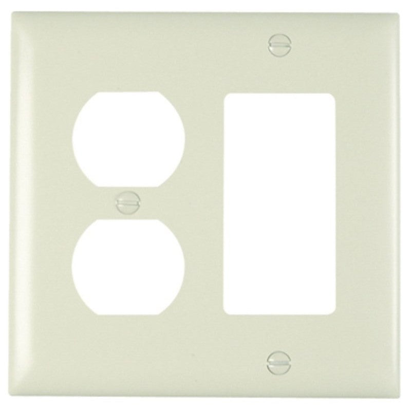 Legrand TP826LACC12 Wallplate, 4-3/4 in L, 4.6875 in W, 2 -Gang, Nylon, Light Almond