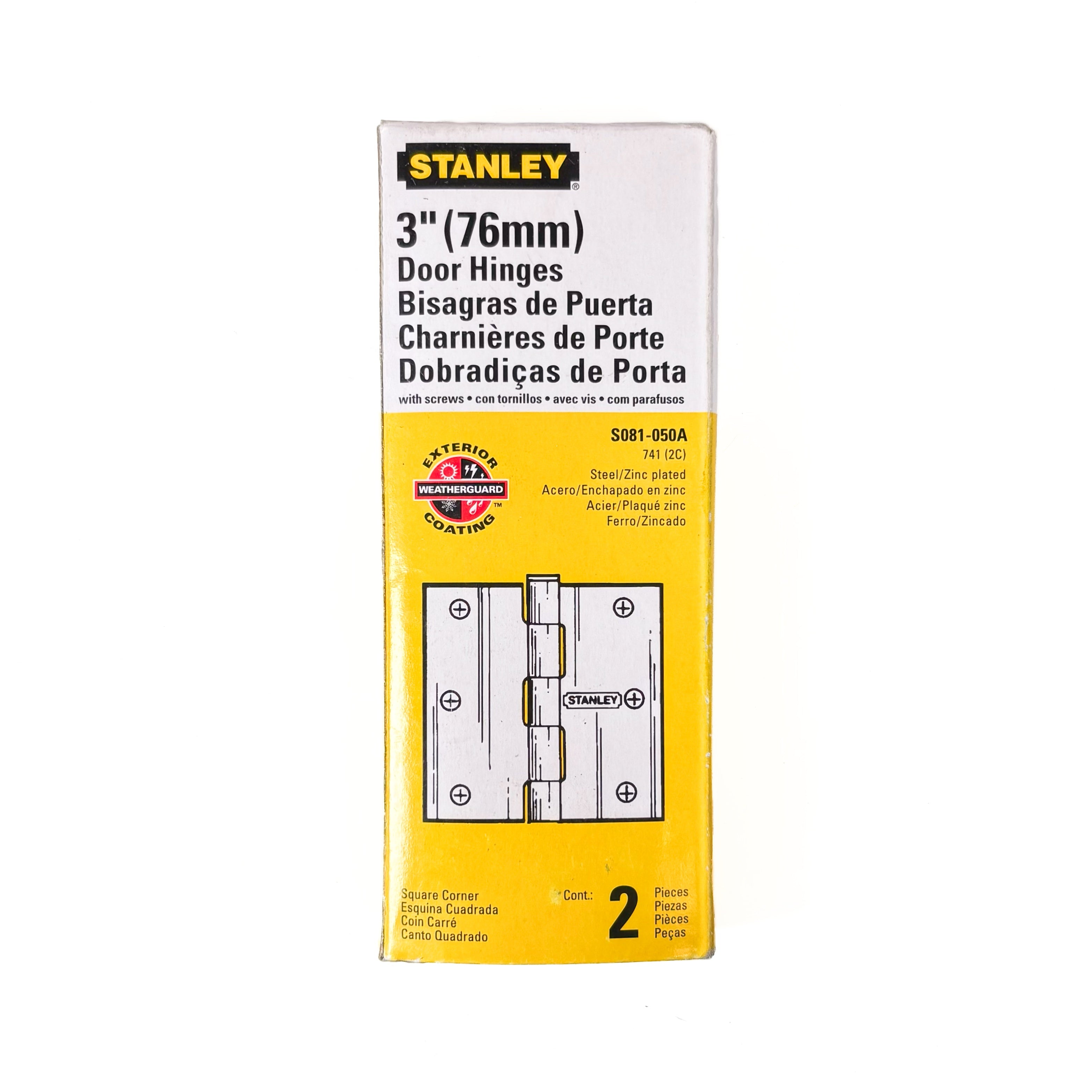 Door Hinges 3 Inch Square Corner Zinc Hpce 2 Pack