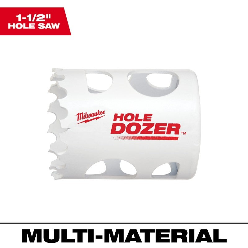 Milwaukee 49-56-9617 Hole Saw, 1-1/2 in Dia, 1-5/8 in D Cutting, 1/2-20 Arbor, 4, 5 TPI, Bi-Metal Cutting Edge