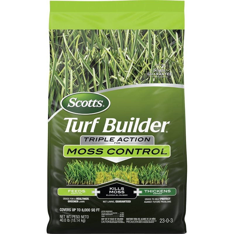 Scotts Turf Builder 40212 Moss Killer and Lawn Fertilizer, Granular, Dark Brown/Tan, 40 lb Bag