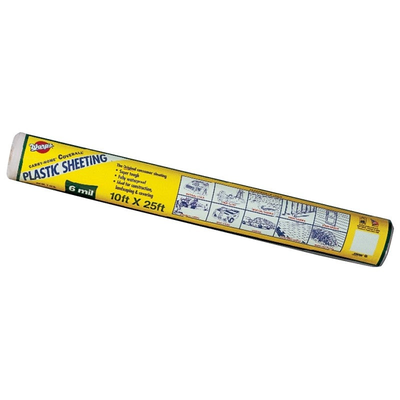 Carry-Home SP-6CH10-C Poly Film, 6 mil Thick, 25 ft L, 10 ft W, Clear (Pack of 6)