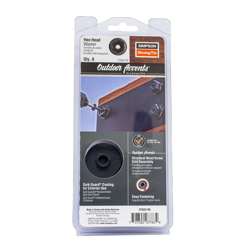 Simpson Strong-Tie Outdoor Accents STN22R8 Hex Head Washer, Black, Powder-Coated
