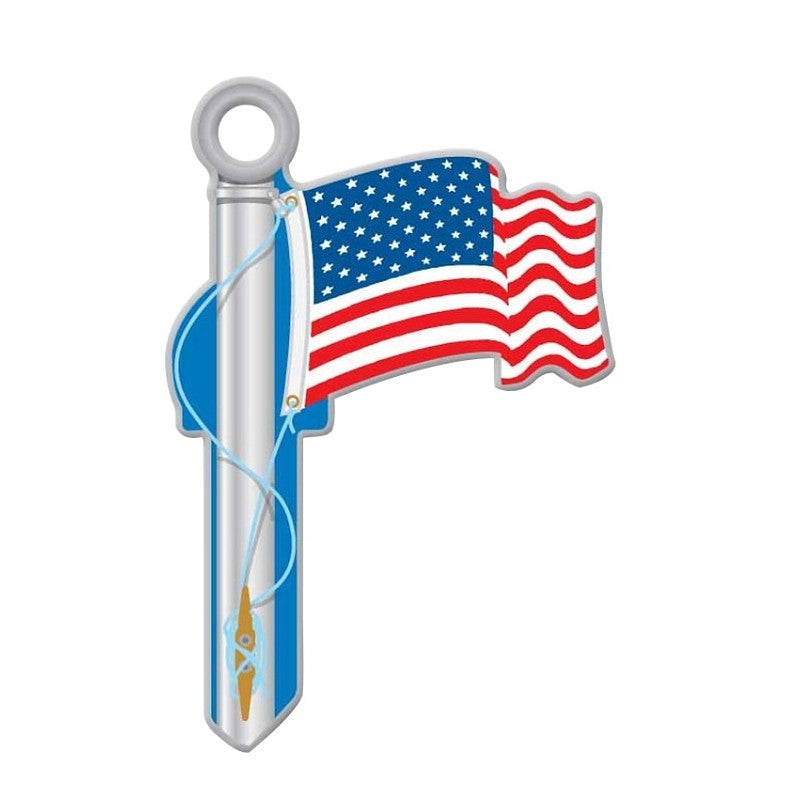 Lucky Line Key Shapes Series B101K Key Blank, American Flag, Brass, Enamel-Coated, For: Kwikset Locks (Pack of 5)