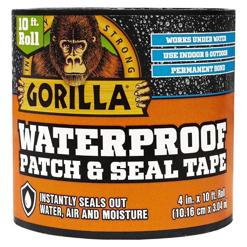 Gorilla 4612502 Patch and Seal Tape, Waterproof, 10 ft L, 4 in W