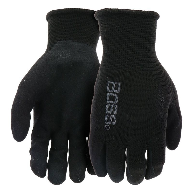 Boss Tactile Grip Series B31252-M Coated Gloves, M, Knit Wrist Cuff, Nitrile Coating, Foam Nitrile, Black