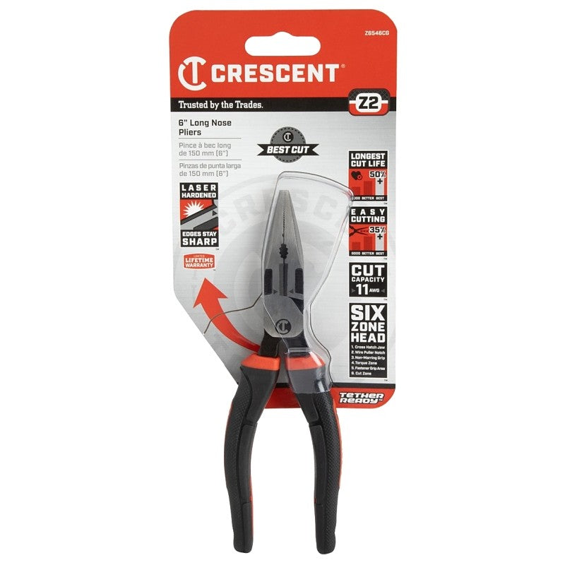 Crescent Z2 K9 Series Z6546CG Plier, 6.6 in OAL, 11 AWG Cutting Capacity, 1-1/2 in Jaw Opening, Black/Rawhide Handle