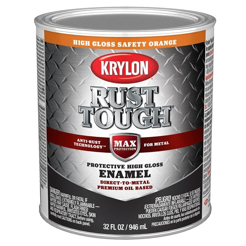 Krylon Rust Tough K09767008 Rust Preventative Paint, Gloss, Safety Orange, 1 qt, 400 sq-ft/gal Coverage Area (Pack of 2)