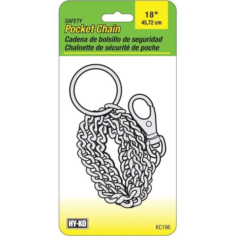 Hy-Ko KC196 Pocket Chain, Nickel