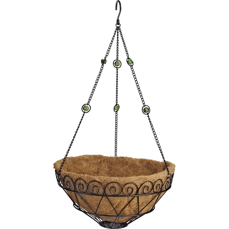 Landscapers Select T0017-3L Hanging Planter with Coconut Fiber Liner, Circle, 22 lb Capacity, Natural Coconut/Steel (Pack of 6)