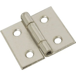 Surface Mount Cabinet Hinges 1-1/2 Inch Nickel Finish Steel 2 Pack (POS)