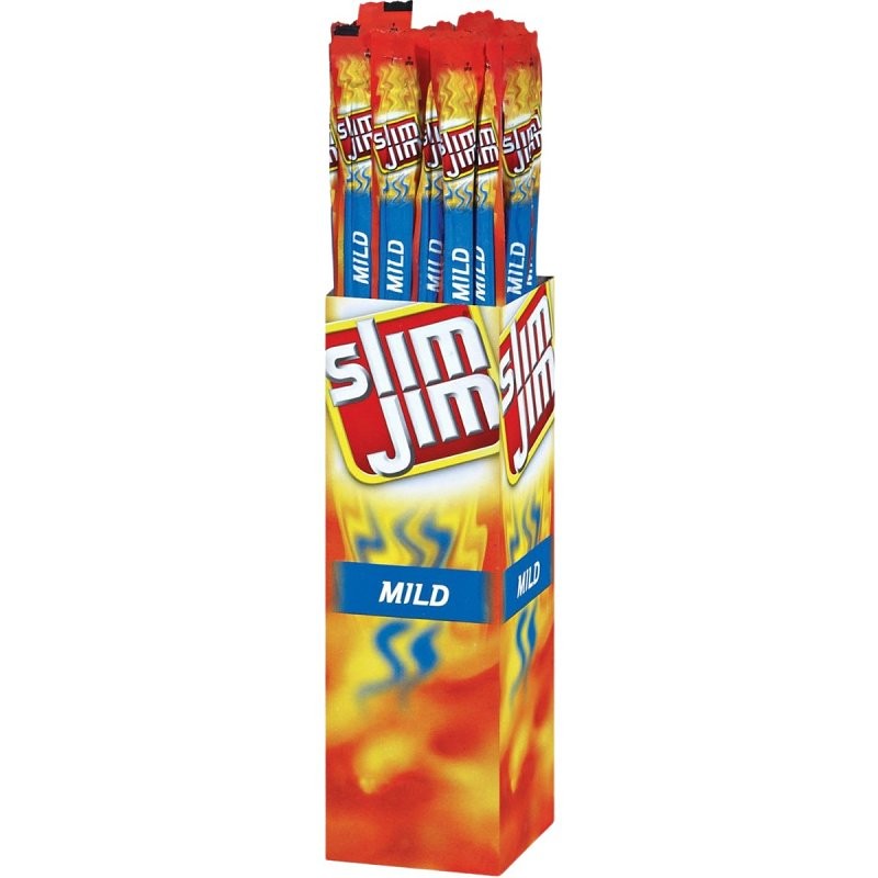 Slim Jim 496436 Jerky Snack, Mild Smoked, 0.97 oz, Tube Bag (Pack of 24)