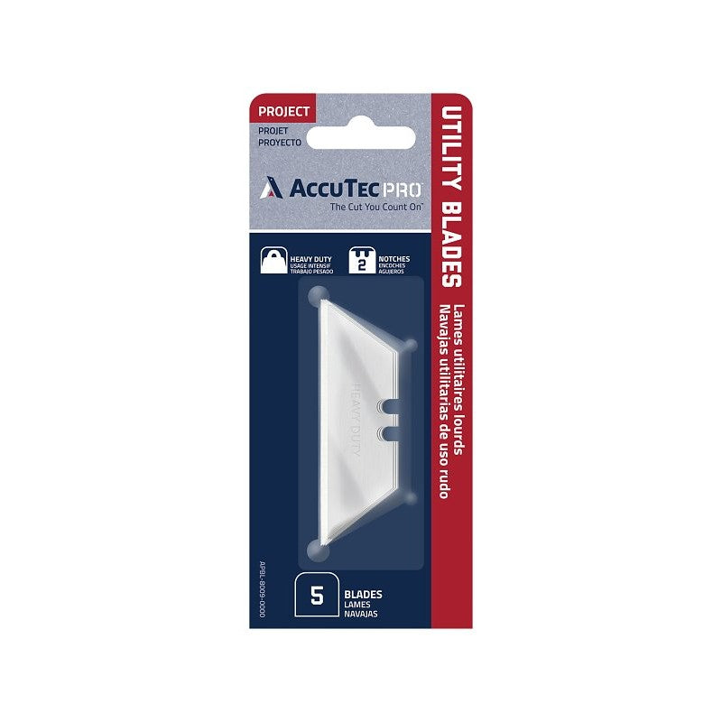 AccuTec PRO APBL-8009-0000 Heavy-Duty Utility Blade, 6 in L, High Carbon Steel, Two Facet, Two Notch Edge