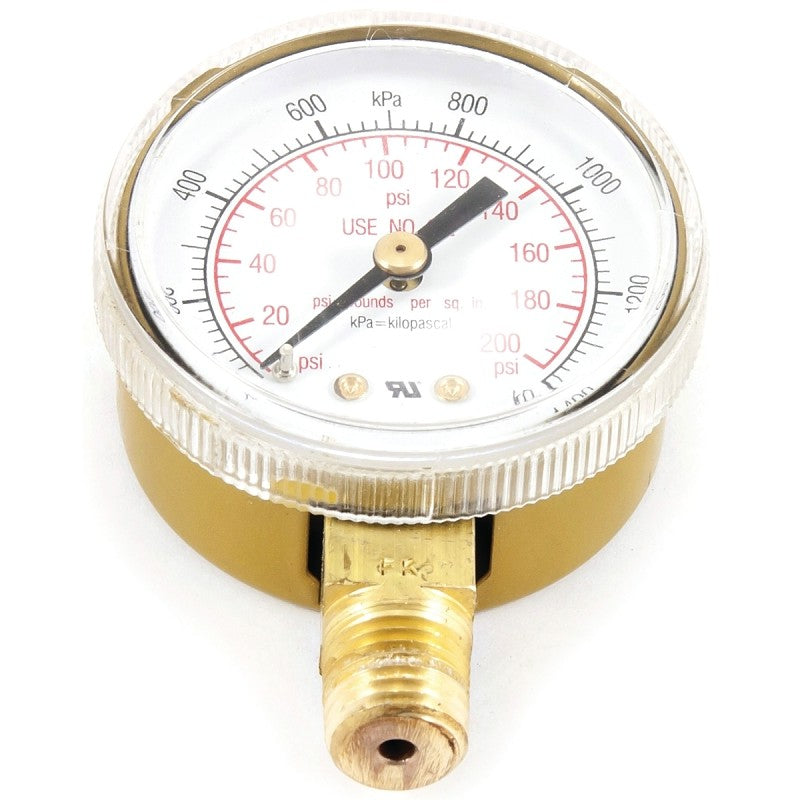Forney 87729 Regulator Gauge, 0 to 200 psi Pressure, 1/4 in Connection, NPT