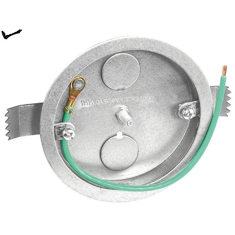 Southwire 56111-OW-UPC Ceiling Pan Box, 4 in W, 1/2 in D, 2-Knockout, Steel, Silver, Galvanized