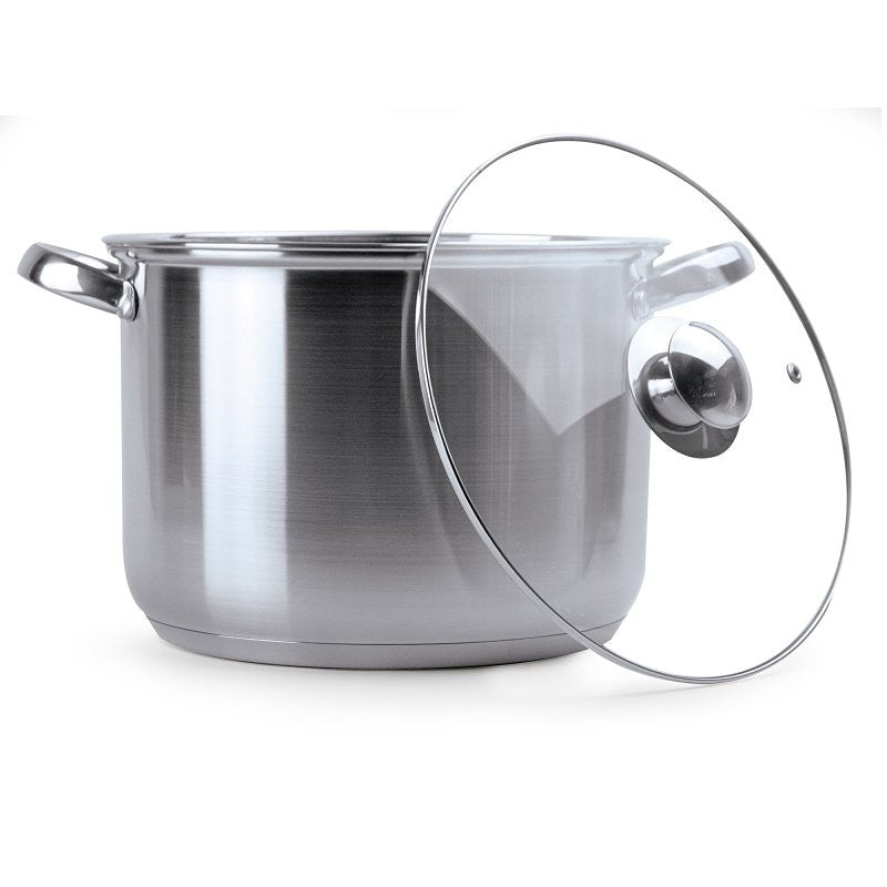 Ecolution Pure Intentions Series ESTL-4508 Stock Pot with Tempered Glass Lid, 8 qt Capacity, Stainless Steel