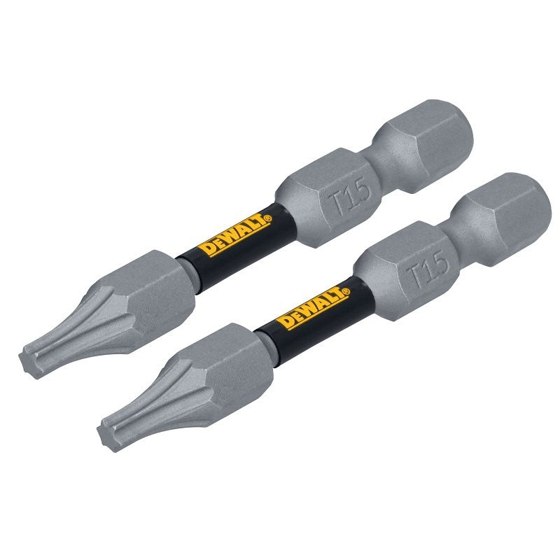 DEWALT TOUGHGRIP DWAF2TX15TG2 Screwdriver Bit, T15 Drive, Torx Drive, 1/4 in Shank, Hex Shank, 2 in L, Steel